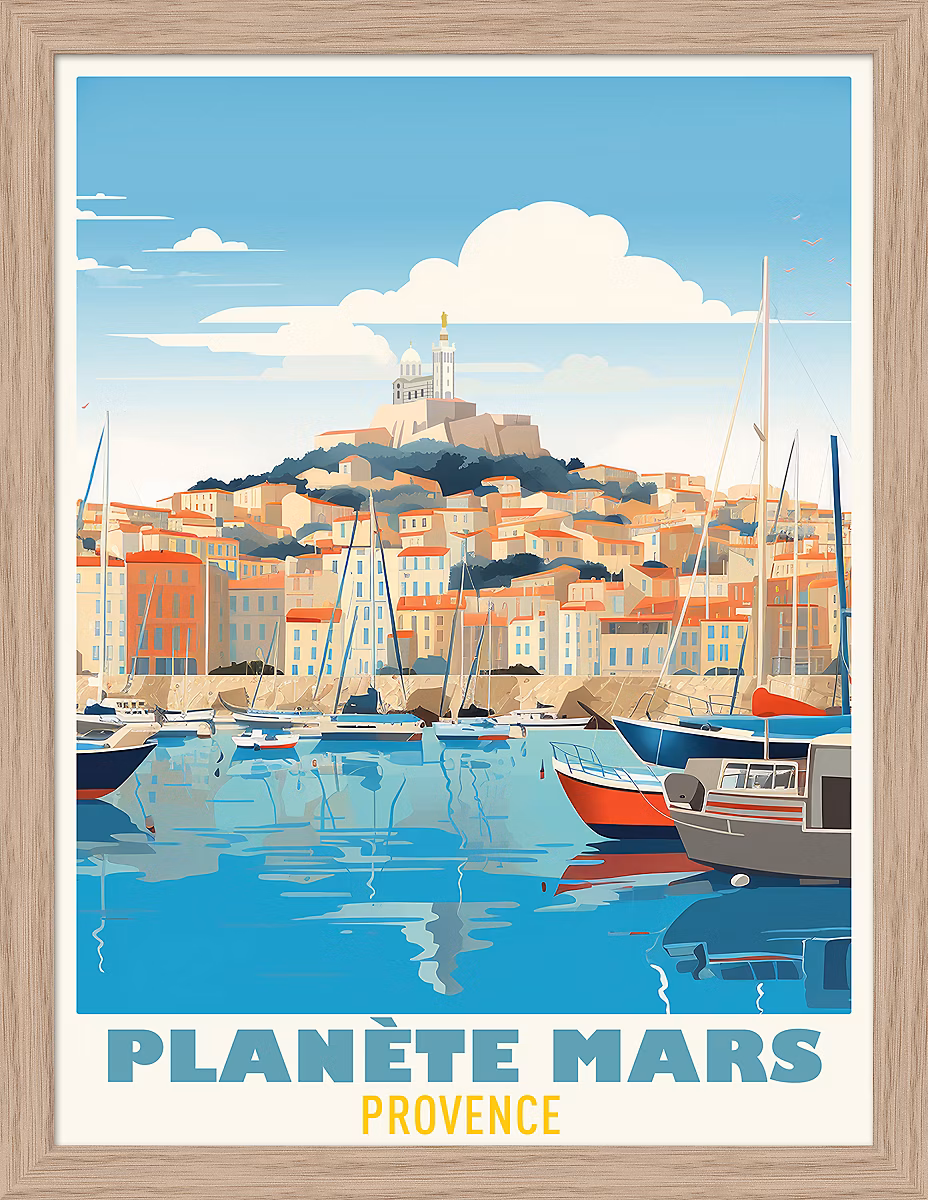 Image encadrée Marseille Dada Art cadre en bois 30 × 40 cm