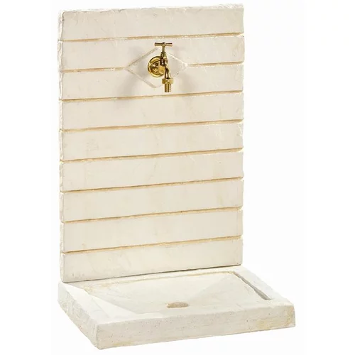 Fontaine murale contemporaine en pierre reconstituée ton blanc Hairie Grandon petit modèle - 65 cm
