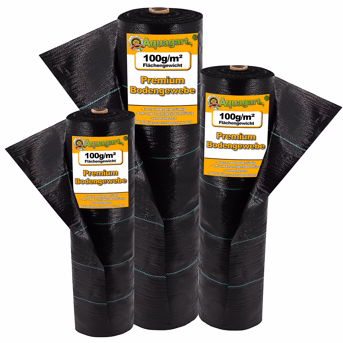 72 m² tissu de sol – film de paillage 100 g, 1 m de large, noir Aquagart