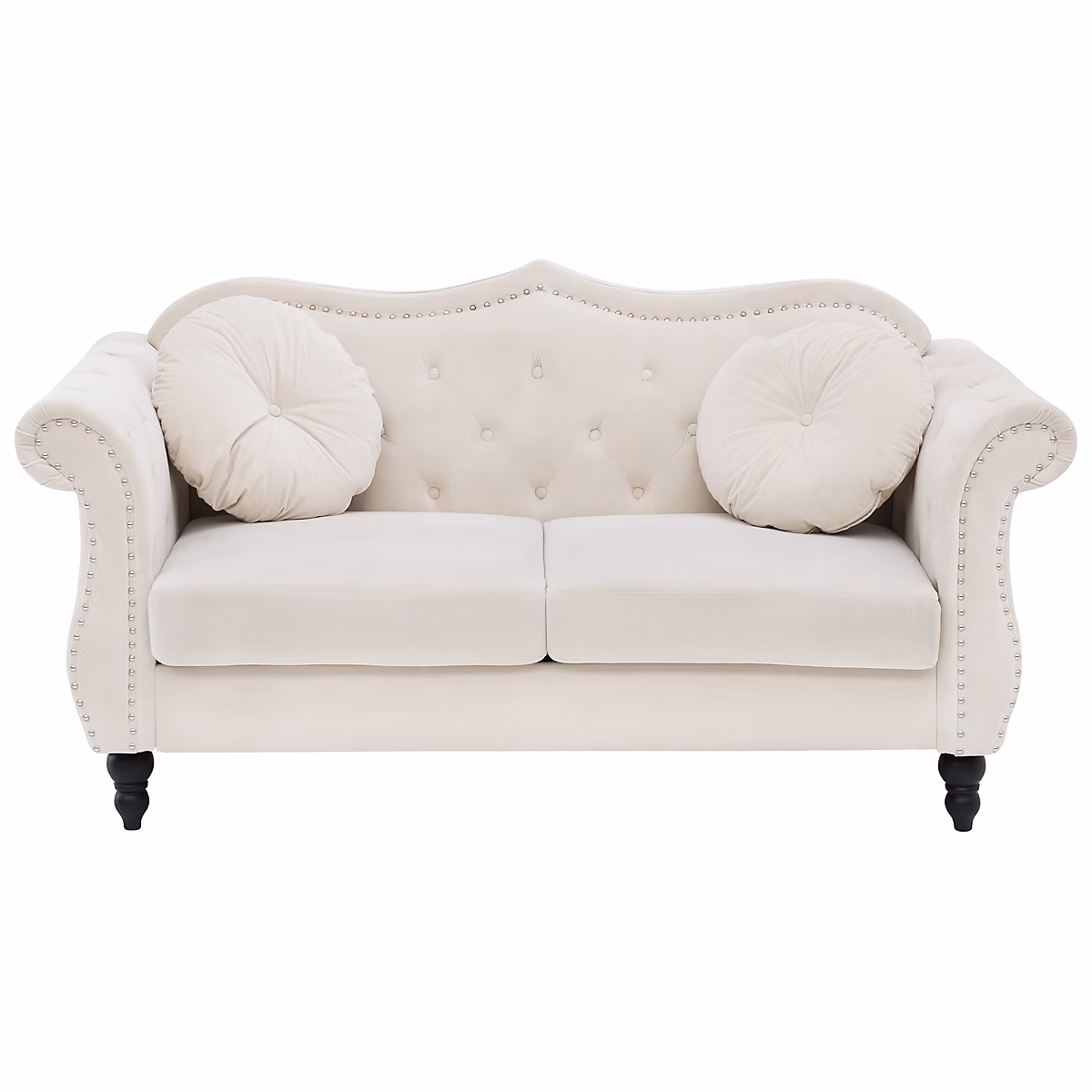 Canapé 2 places SKIEN Velours Beige clair – Réf. EDMOEAVLS5234899650