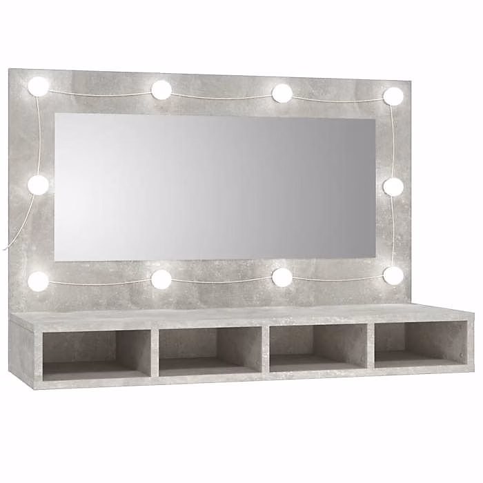 808895 vidaXL Armoire à miroir avec LED Gris béton 90 × 31 – 5 × 62 cm