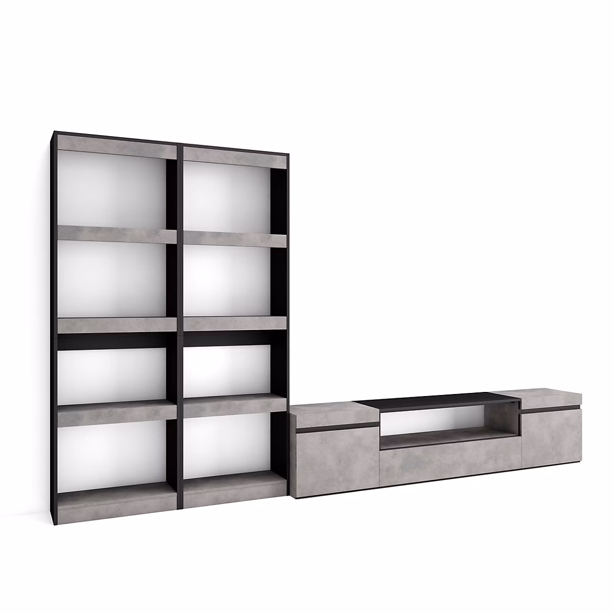 Ensemble meuble TV 320 × 35 × 186cm couleur gris ciment