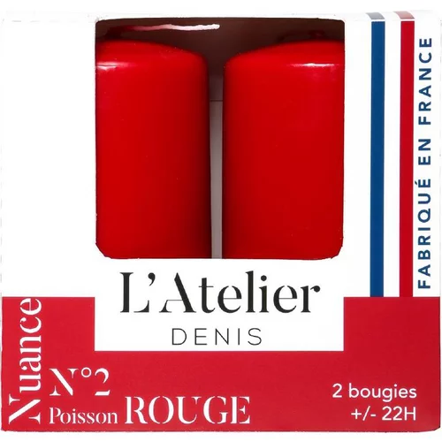 Bougie cylindrique rouge L’Atelier de Denis - Le pack de 2