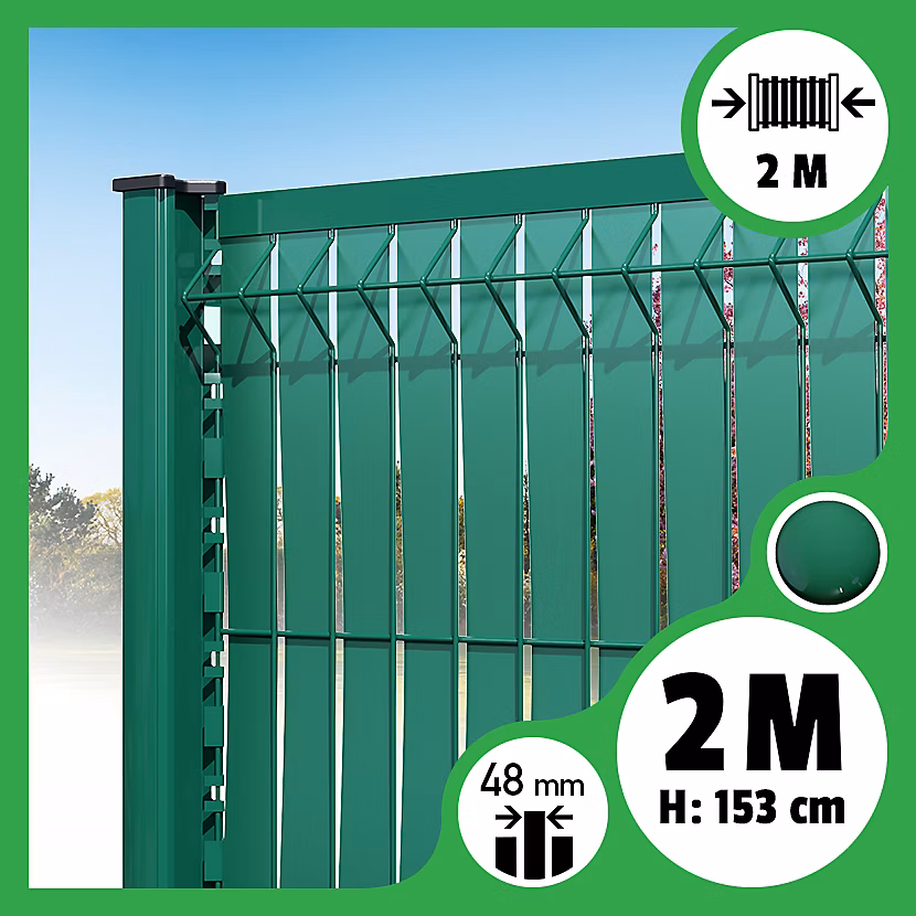 Brise-vue Lattes aluminium N55 – Vert, 153 cm, 2 mètres