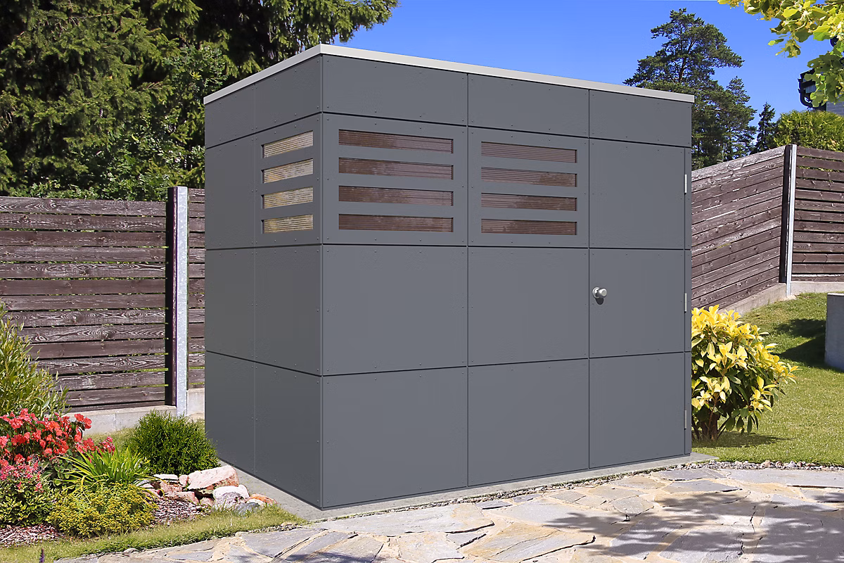 Abri de jardin SKAN HOLZ Brisbane 2 – 253 × 169cm, gris ardoise