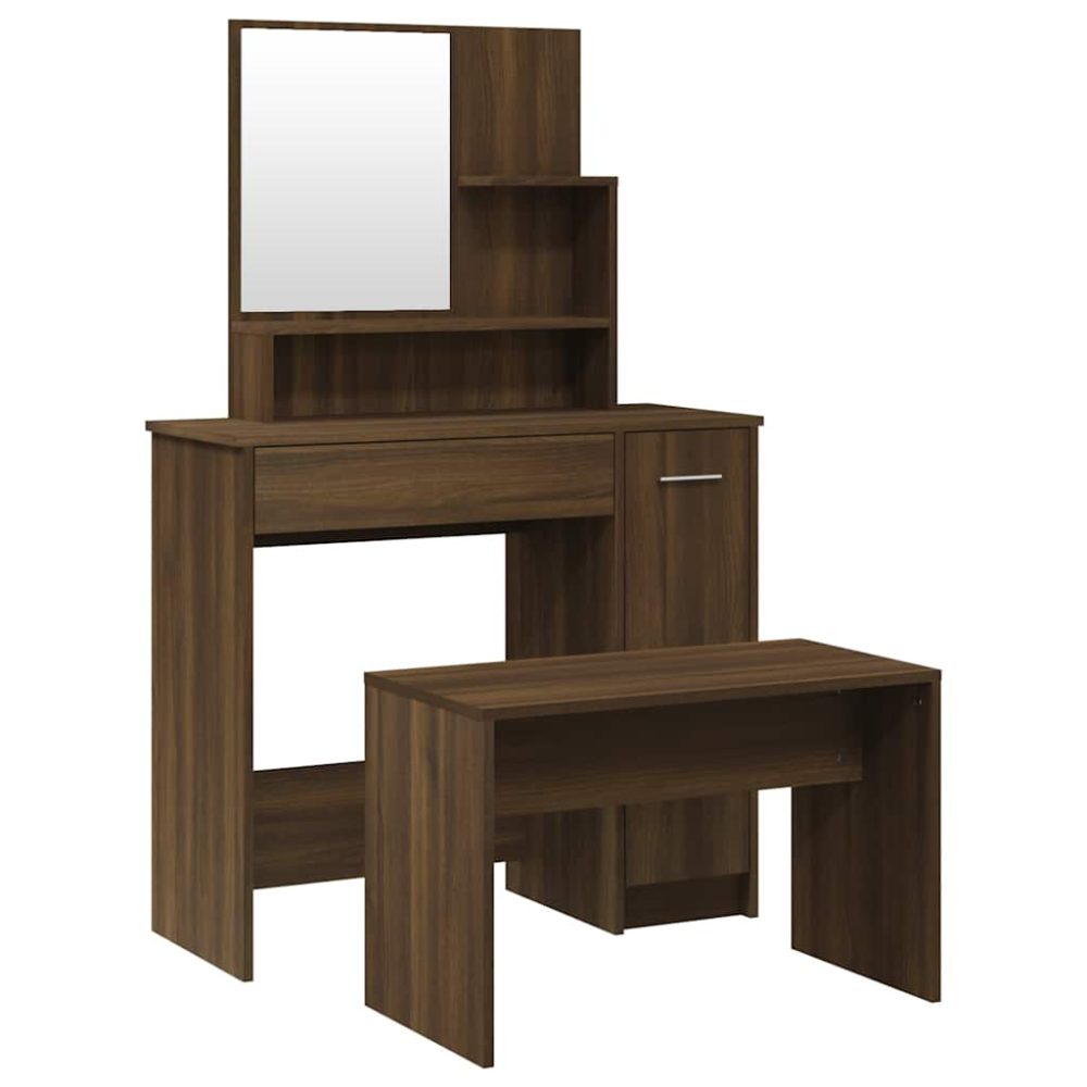 vidaXL Ensemble de coiffeuse Chêne marron 86,5x35x136 cm – 136 cm 45 cm