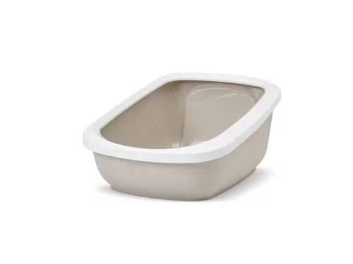 Bac à litière pour chat coloris beige en plastique Aseo Jumbo - 67,5 x 48,5 x 28 cm