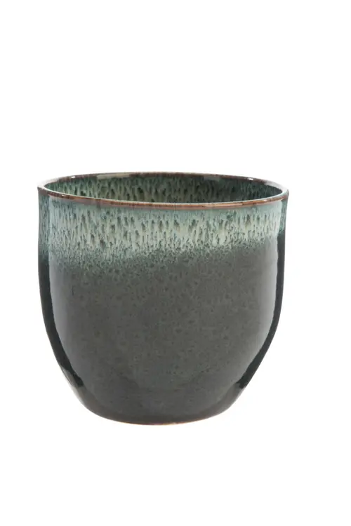 Cache-pot en céramique vert foncé Basalt - Ø 21,7 x H 19,5 cm