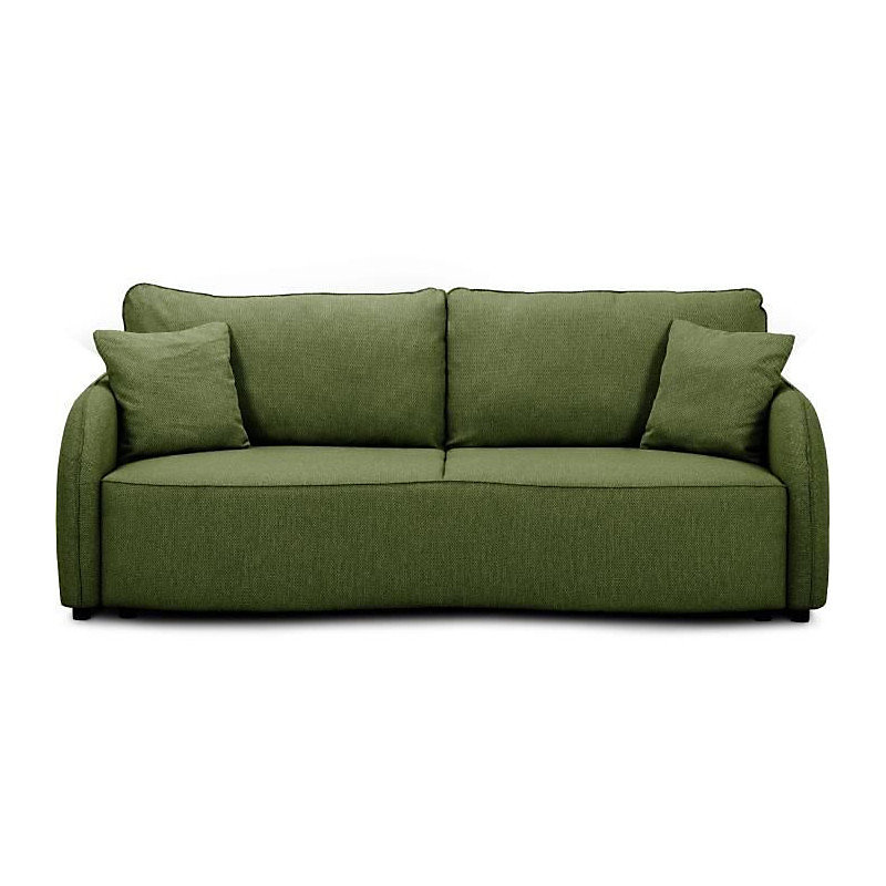 Canapé convertible BARI 3 places – Tissu olive, Coffre de rangement, L215 x H89 x P100 cm