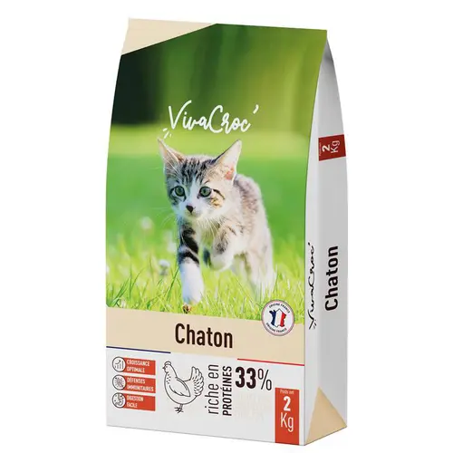 Croquettes pour chaton au poulet VivaCroc – 2 kg