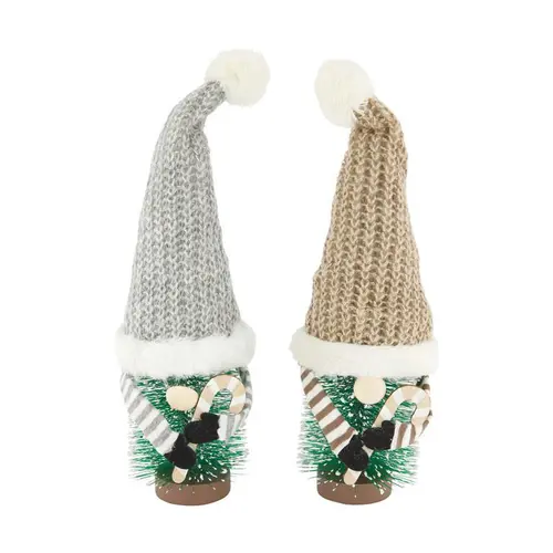 Figurine arbre lutin avec chapeau en tissu - 10 x 10 x 28 cm