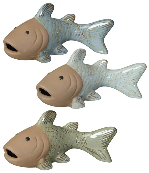 Poisson en terre cuite émaillée Deroma Bubble - 15 x 9 x 10 cm
