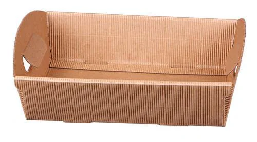 Corbeille en carton kraft à cannelures Rome - 23 x 18 x 6 cm