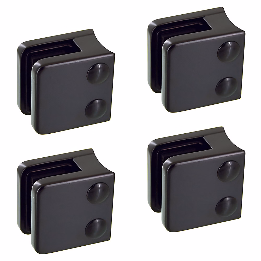 4 x Pince à verre pour tube diam. 42 | 4 modèle 01 – Ep. verre 10 mm – Zamak noir RAL 9005