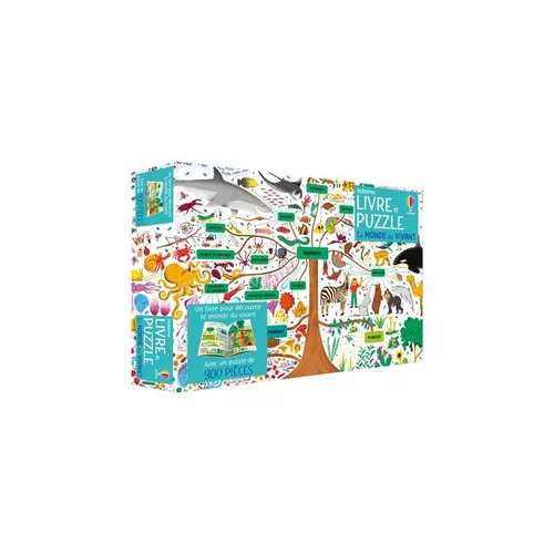 Le livre " Le monde du vivant - coffret livre et puzzle " aux Éditions Usborne Publishing