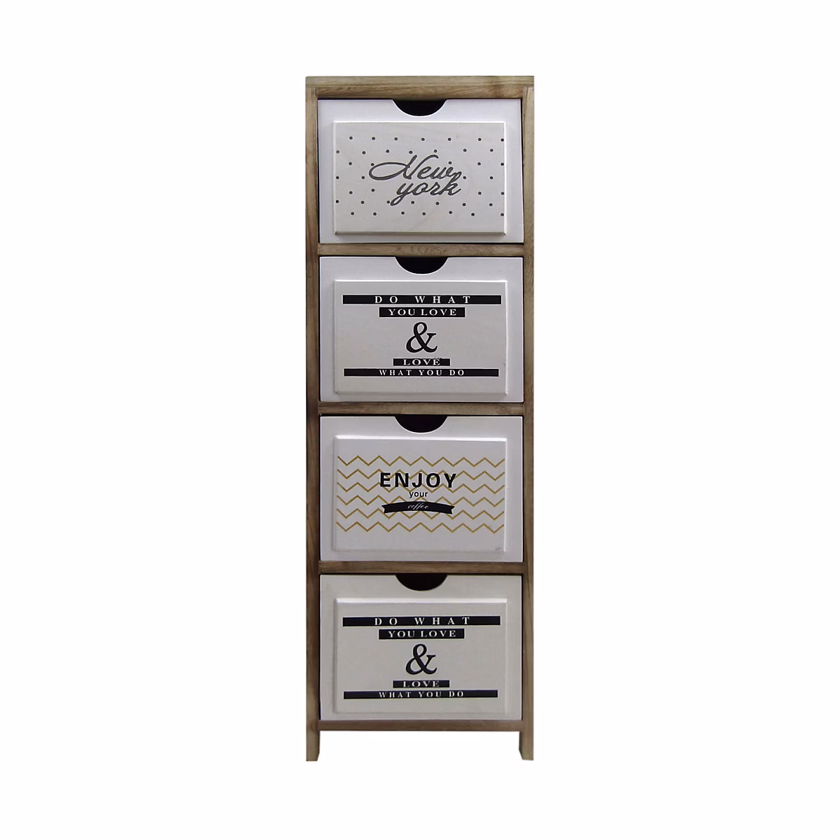 Commode Table de Chevet Nordic Marron Blanc 4 Tiroirs 97 × 30 × 24