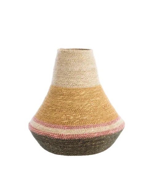 Vase pour fleurs séchées coloris multicolore en osier - 28 x 28 x 30 cm