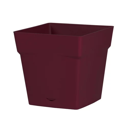 Pot carré en polypropylène rouge Bourgogne Eda Toscane 10,2 L - 24,8 x 24,8 cm