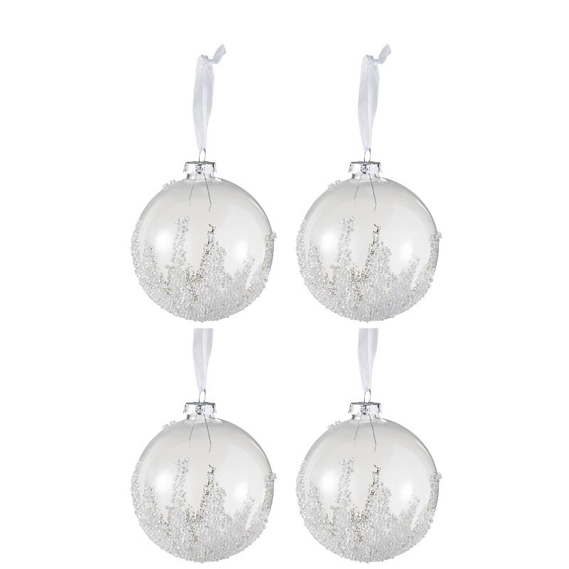 Boite de 4 boules de Noël en verre transparent 10 × 10 × 10 cm