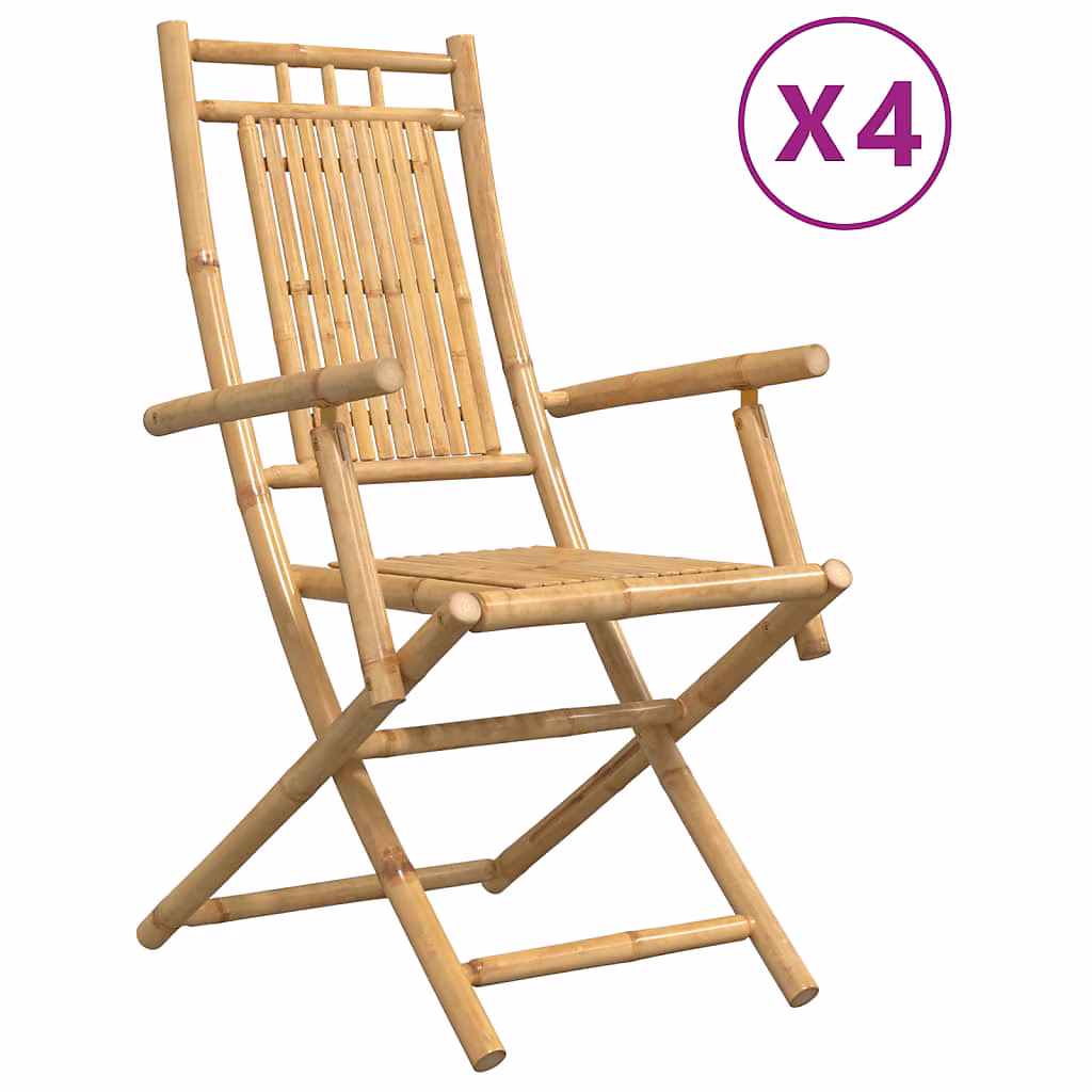 Chaises pliantes 4 pièces 53 × 66 × 99 cm Bambou vidaXL
