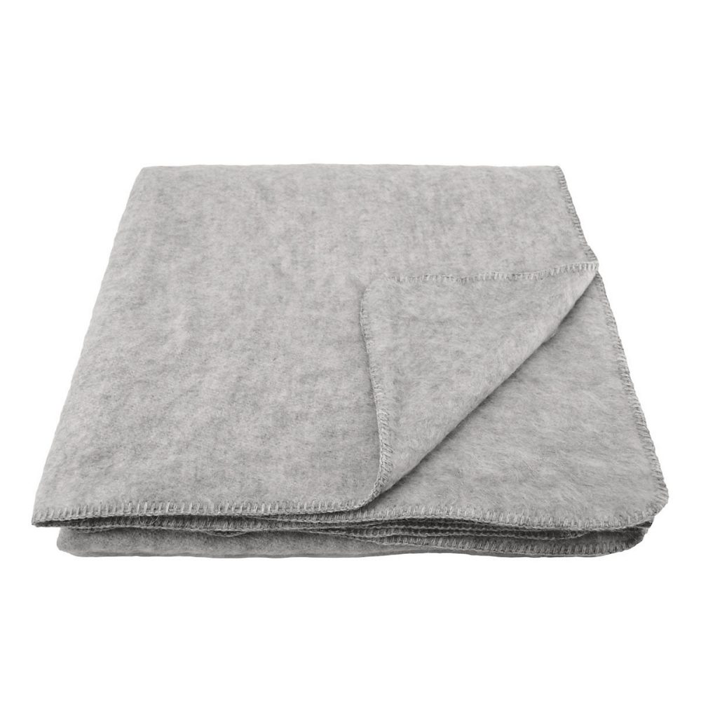 Couverture chaude laine et mohair (180 × 240 cm – Gris clair)