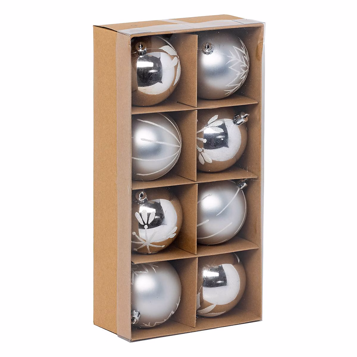 Boules de Noël Colorama de Noël en plastique D8cm argent blanc – Atmosphera, lot de 8