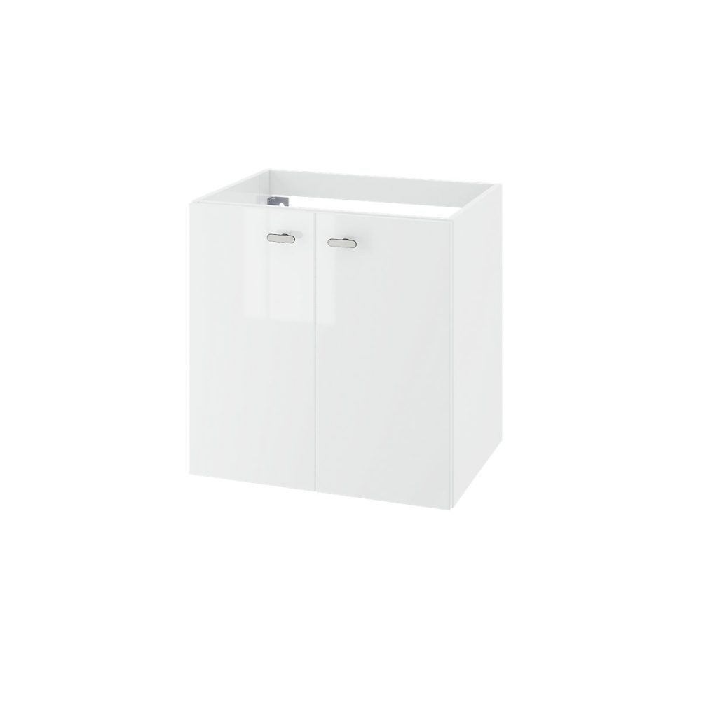 Meuble de salle de bains – Meuble sous vasque suspendu blanc brillant 2 portes l.60 x H.60 x P.45 cm GoodHome Imandra