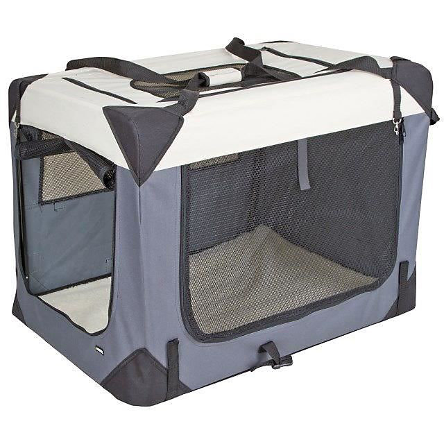 KERBL | Box de transport pour chien – JOURNEY – 81 × 58 × 58 cm – Gris / Beige