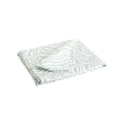 Nappe ronde en coton enduit organique blanche et verte - Ø 180 cm