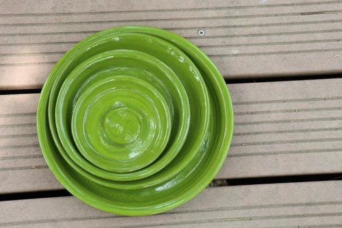 Soucoupe en terre cuite émaillée coloris vert forêt Les Poteries d'Albi - Ø 14 x H 2 cm