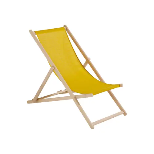 Fauteuil chilienne agrafée coloris jaune en coton - 132 x 55 x 35 cm