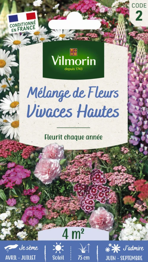 Mélange de fleurs Vivaces Hautes Vilmorin - graines à semer