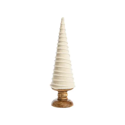 Sapin à poser en bois finition velours beige - Ø 11 x H 39 cm