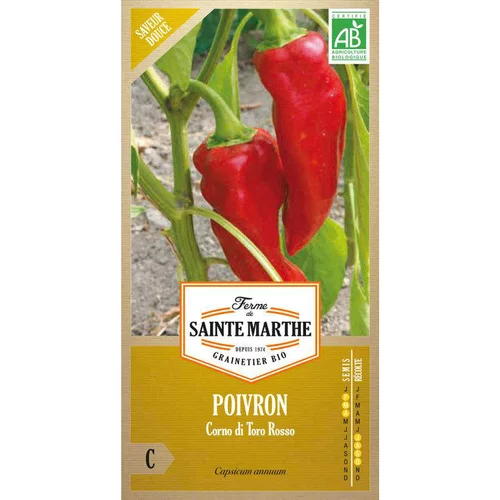 Graines de piment corno di toro rosso bio Ferme de Sainte Marthe - graines à semer