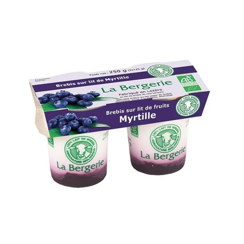 Yaourt brebis sur lit de myrtille bio La Bergerie - 2 x 125 g