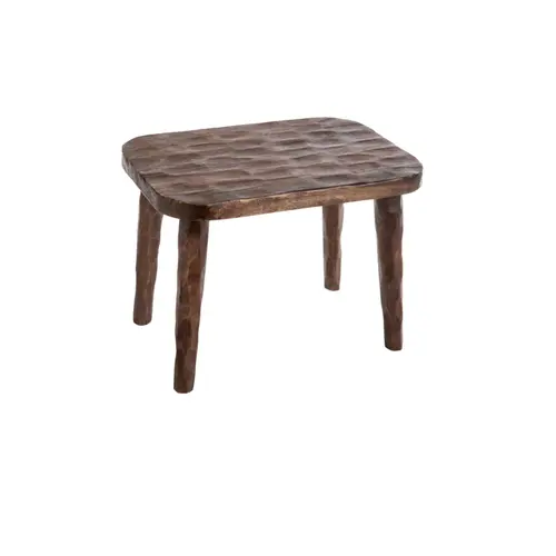 Tabouret en bois de manguier à finition martelée - 36 x 26 x 26 cm