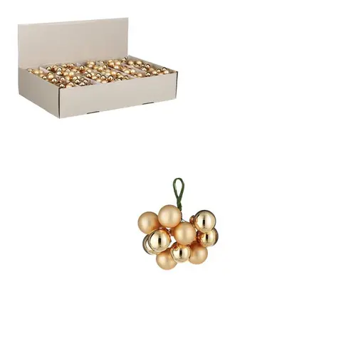 Grappe de boules de Noël en verre or sur fil - Ø 2 cm