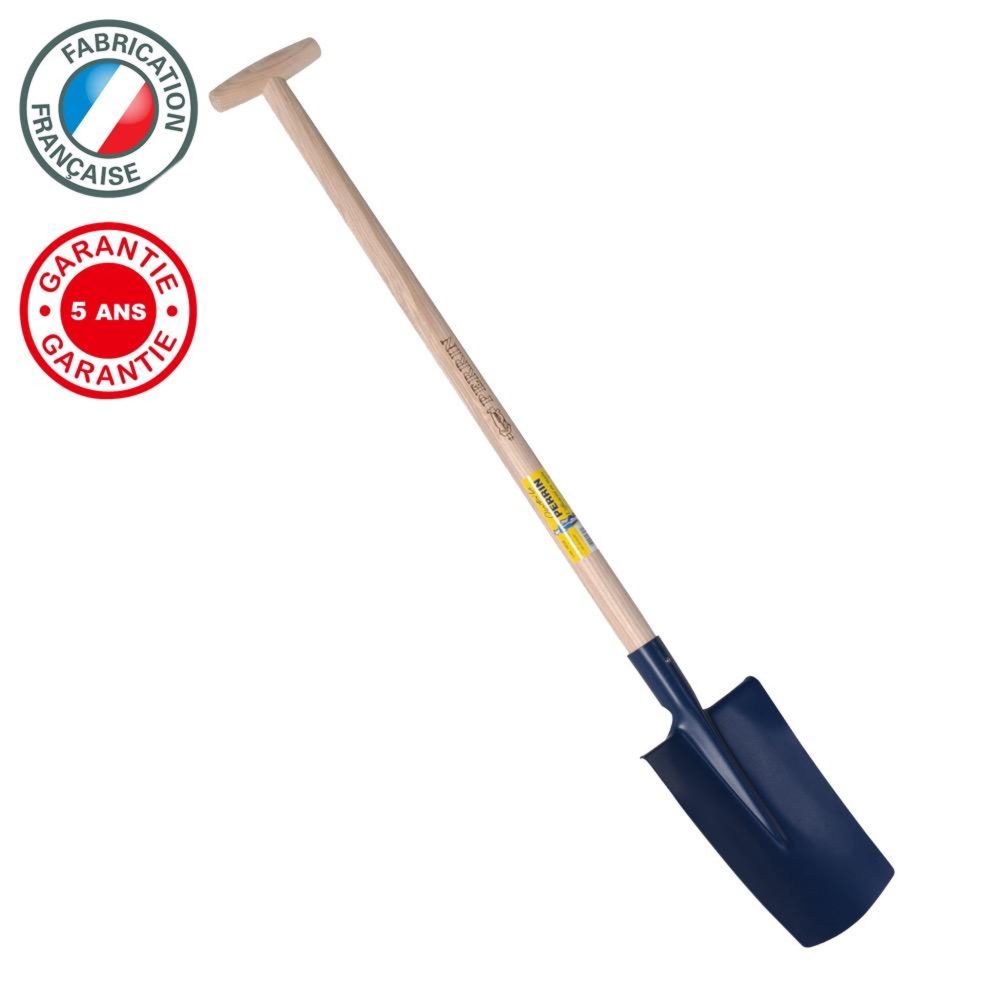 OUTILS PERRIN Bêche standard de 28 cm manche béquille tournée, outil à main pour le jardin et le potager – Outillage de jardin