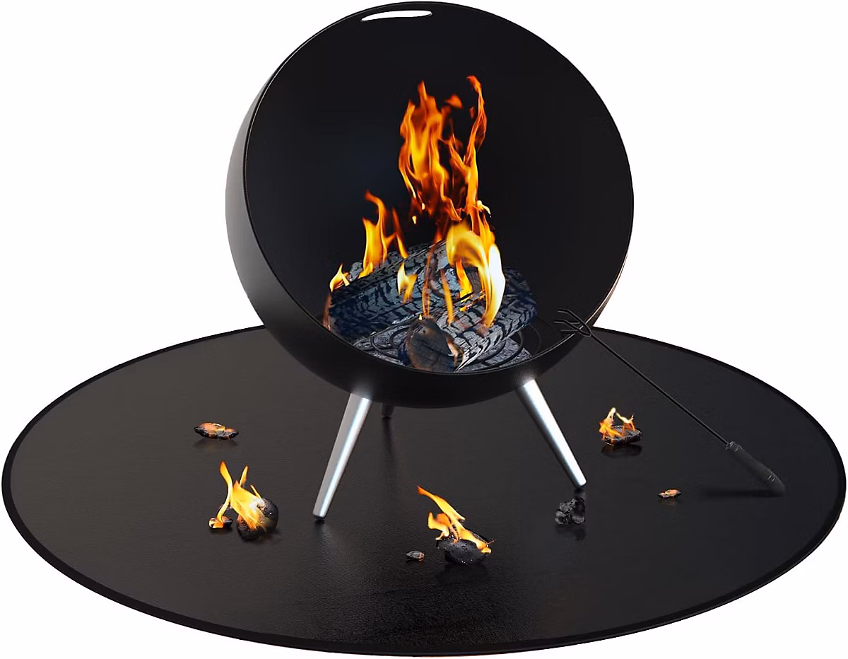 BASHLWUA (rond – 61cm) tapis de fosse ignifuge tapis d'absorption d'huile ignifuge protège les terrasses et les Patios tapis de fo