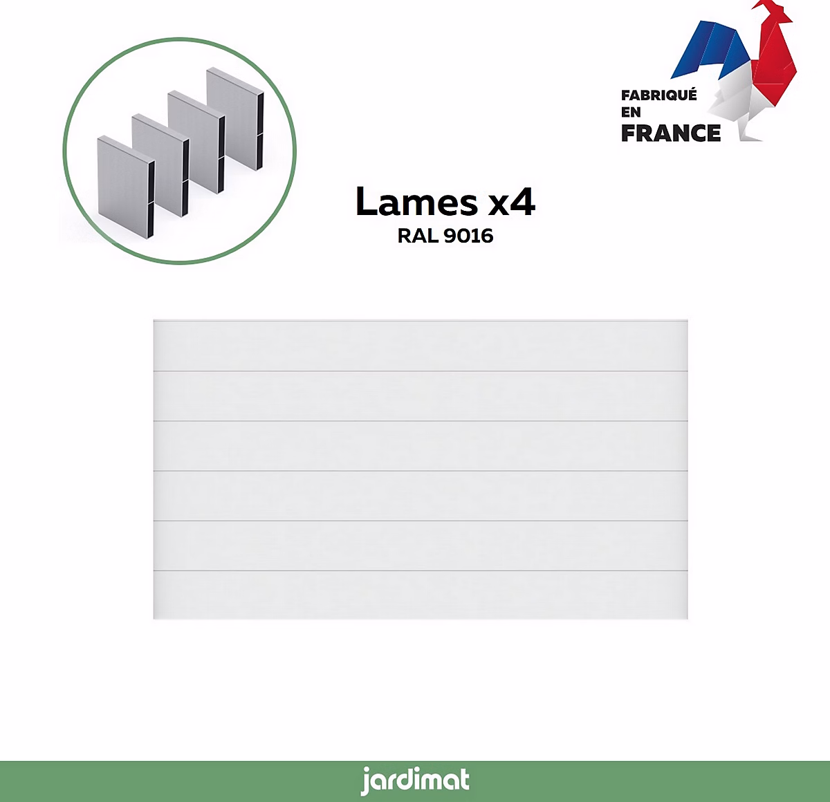 4 Lames de clôture en PVC blanc brillant L.174 – 2 x H.25 cm x ép.21 mm | Jardimat Chalon