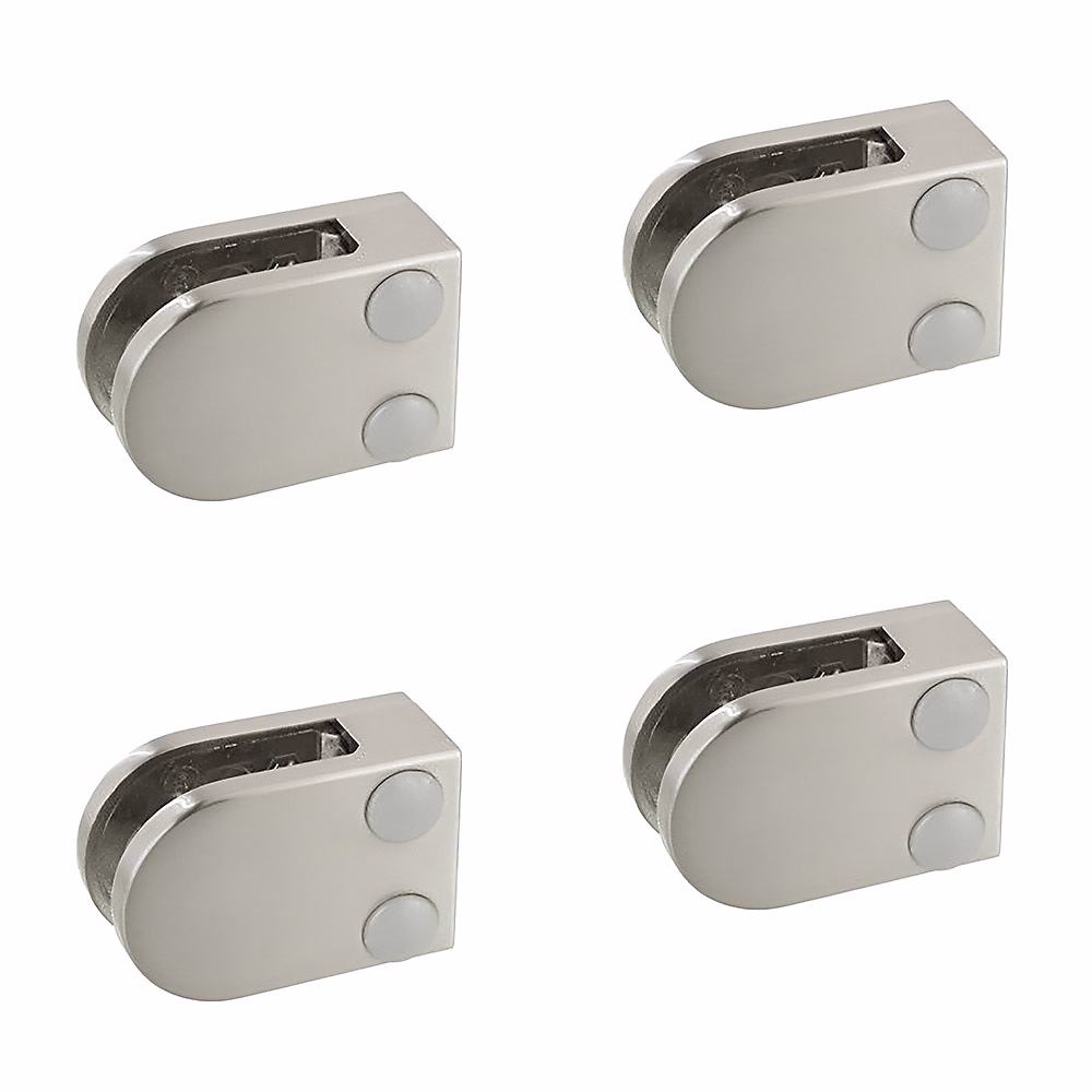 4 x Pince à verre plate modèle 07 – Ep. verre 6 | 76 mm | Inox 304 brossé GR320