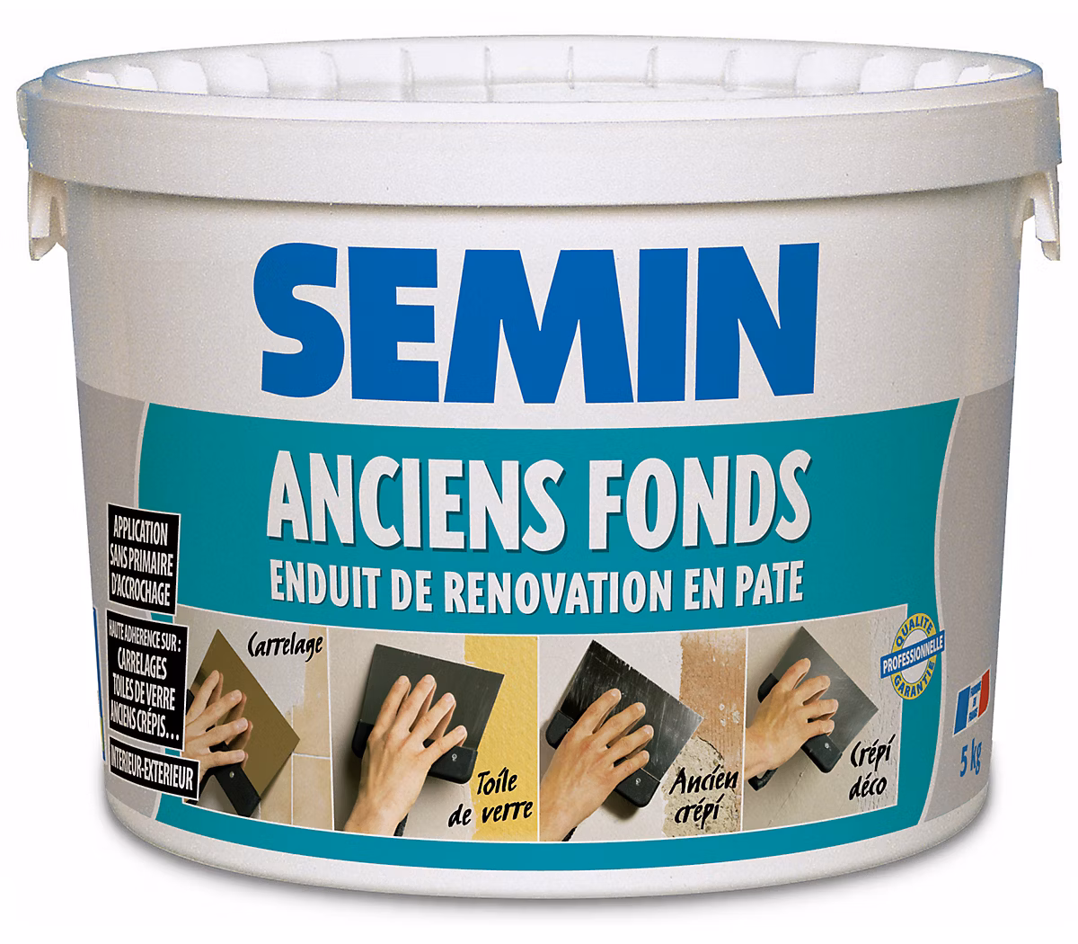 Enduit de Rénovation pour les Supports Irréguliers Semin Anciens Fonds – Intérieur/Extérieur, Seau de 5 kg