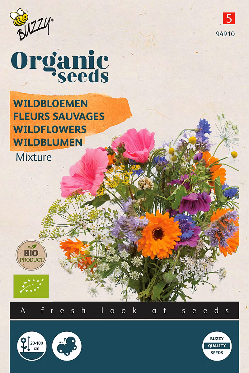 Buzzy Organic Fleurs Sauvages en mélange – bio Semences, Ca. 2 gr