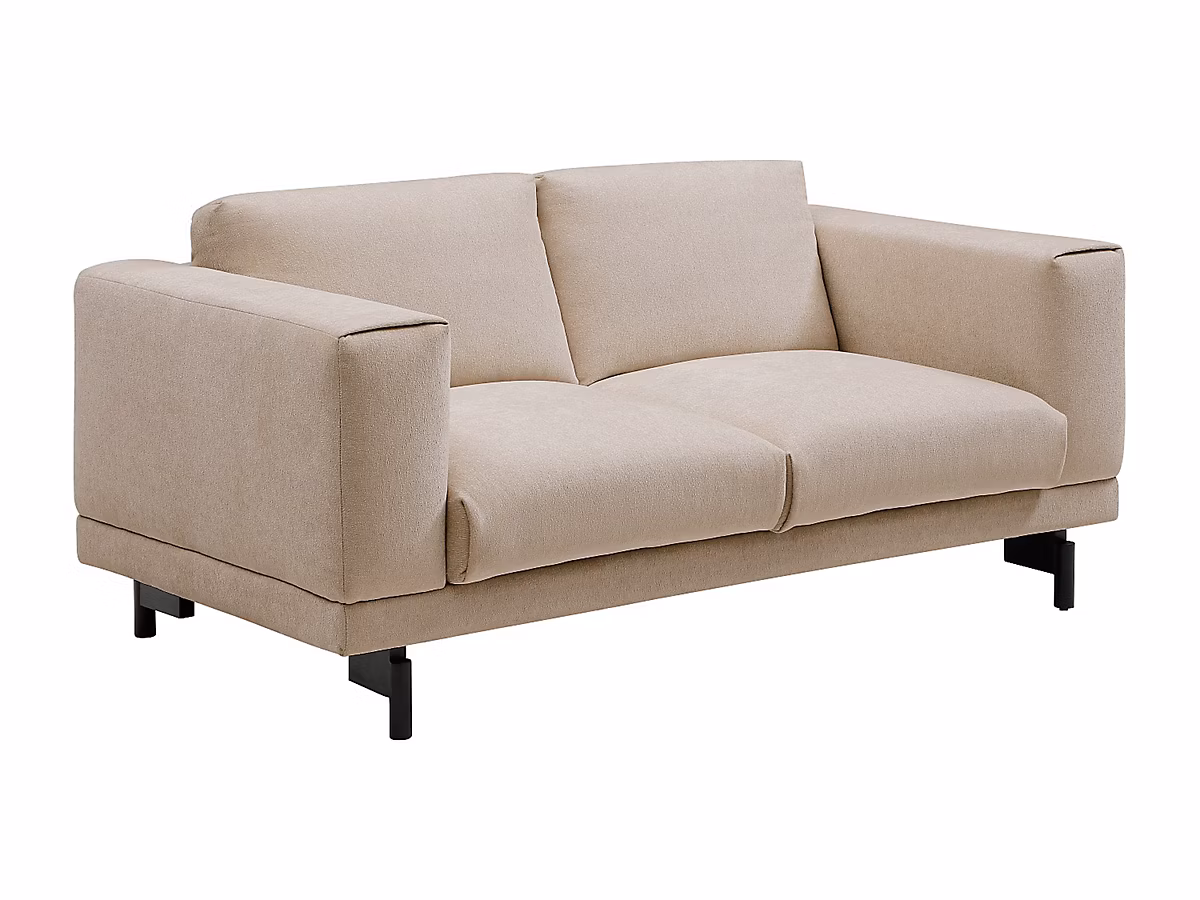 Canapé 2 places en tissu chenille beige DEMBOLA | Canapé