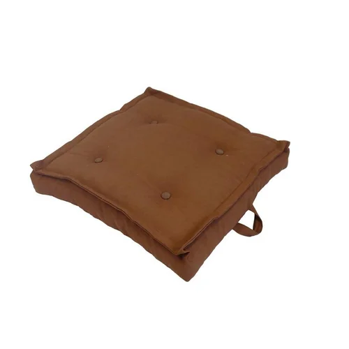 Tatami coussin de sol en polyester/coton marron Terre - 66 x 66 x 15 cm