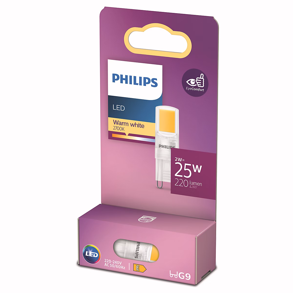 Ampoule LED G9 capsule 220lm 2W = 25W IP20 blanc chaud Philips – Réf. CKAFERWPN6191701705