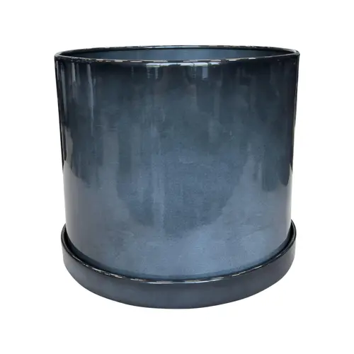 Soucoupe pour pot cylindrique coloris gris en métal recyclé - 28,5 x 28,5 x 3,5 cm