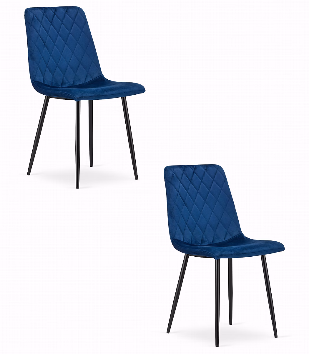 Chaise VALORA TURIN – Velours bleu marine, design ergonomique x 2