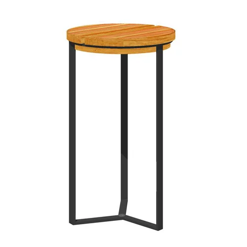 Sellette industrielle an acier et bois Ø 25 x H 50 cm
