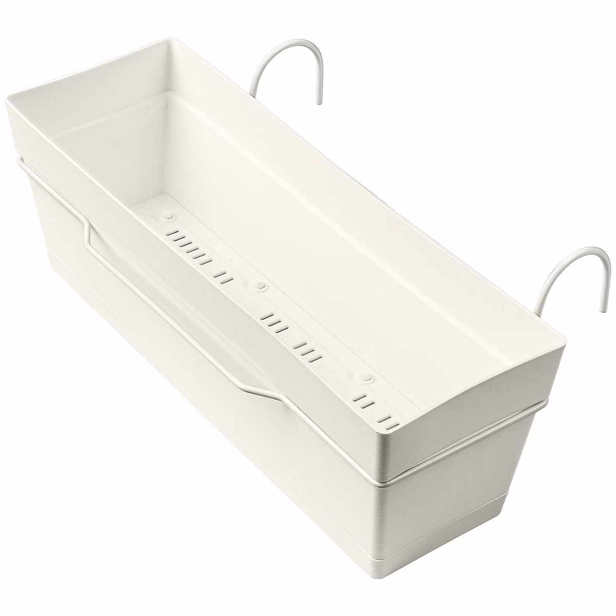 Pot de fleurs, bac, jardinière et carré potager – Jardinière à réserve d'eau + support Deroma Save R blanc 49 x 29 x h.17.3cm